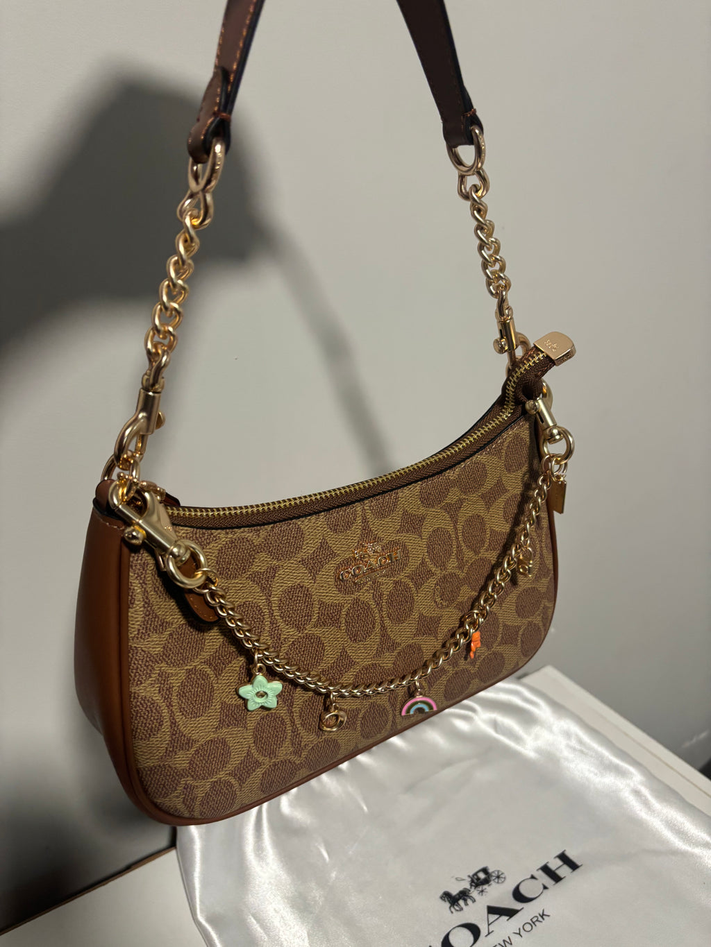 Brown Teri Shoulder Bag with Charm